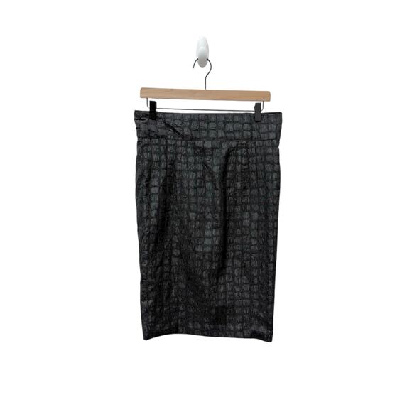 Vintage Andrea Odicini 100% Silk Black Texture Set Blazer Skirt Size 42 - Picture 9 of 15